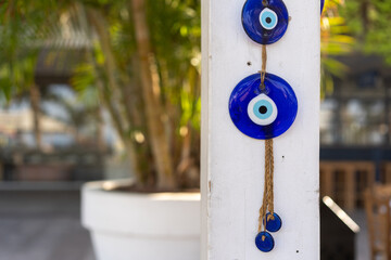 Indoor And Outdoor Hanging Decor. Evil Eye Glass Charm, Wall Hanging, Greek Gift, House Protection.