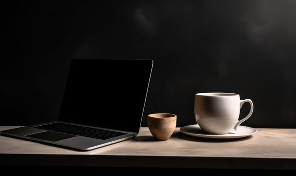 cup of coffee on laptop HD 8K wallpaper Stock Photography Photo Image