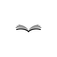 Open book sign icon or logo design isolated on white background