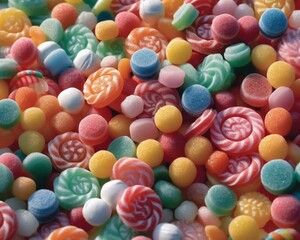 Fototapeta na wymiar Background of brightly colored candy with ai generation