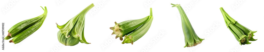 Wall mural Set of okra isolated on transparent background	