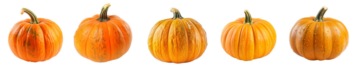 Set of pumpkin isolated on transparent background	