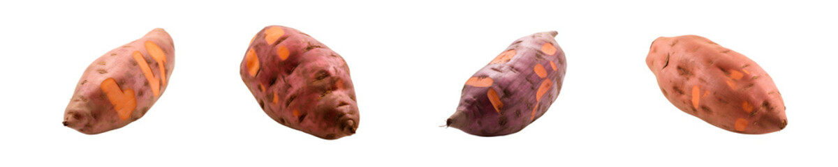 Set of sweet potato isolated on transparent background	