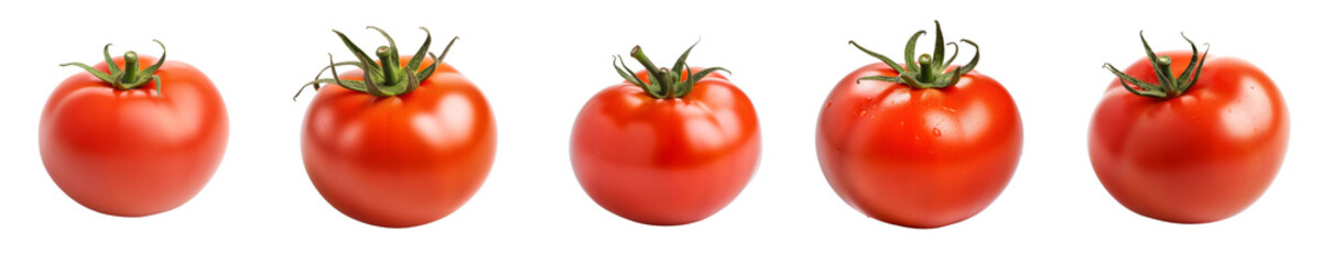 Set of red tomato isolated on transparent background	
