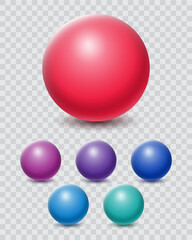 Set of colorful balls. Spheres on a transparent  background. Vector for your graphic design.