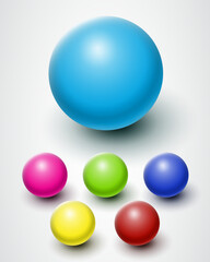 Set of colorful balls. Spheres on a light background. Vector for your graphic design.