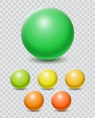 Set of colorful balls. Spheres on a transparent background. Vector for your graphic design.