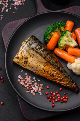 Delicious grilled ocean mackerel with salt, spices and herbs
