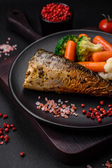 Delicious grilled ocean mackerel with salt, spices and herbs