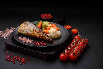 Delicious grilled ocean mackerel with salt, spices and herbs