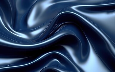 Obraz premium Dark blue silk satin. Soft folds. Fabric. Navy blue luxury background. Space for design.Wavy lines. Banner. Flat lay, top view table. Beautiful. Elegant created with Generative AI technology