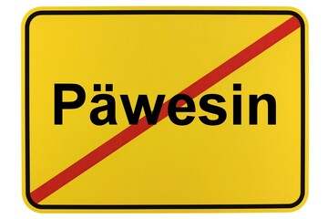 Fototapeta premium Illustration eines Ortsschildes der Gemeinde Päwesin in Brandenburg