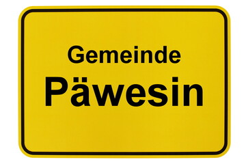 Illustration eines Ortsschildes der Gemeinde Päwesin in Brandenburg
