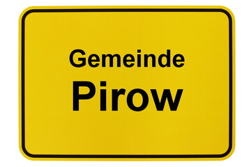 Illustration eines Ortsschildes der Gemeinde Pirow in Brandenburg