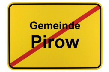 Illustration eines Ortsschildes der Gemeinde Pirow in Brandenburg