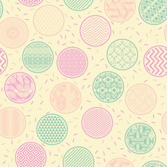 Stylish kimono swatch vector endless ornament. Circle shapes with geometric patterns