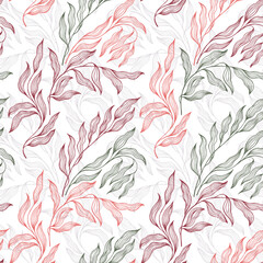 Lovely stylized tree leaves endless pattern. Organic foliage summer motif.