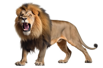 Angry Lion Isolated on Transparent Background - Generative AI

