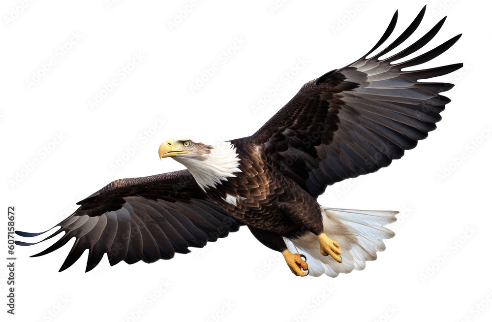 Wall mural Bald Eagle Flying Isolated on Transparent Background - Generative AI
 - Wall murals