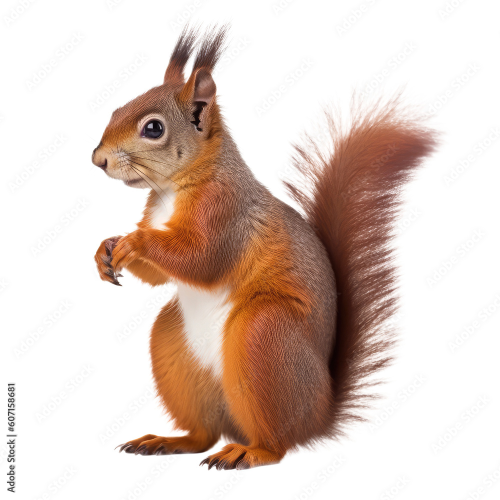 Wall mural squirrel isolated on transparent background - generative ai