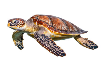Sea Turtle Swimming Isolated on Transparent Background - Generative AI

