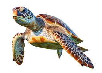 Sea Turtle Swimming Isolated on Transparent Background - Generative AI
 - obrazy, fototapety, plakaty