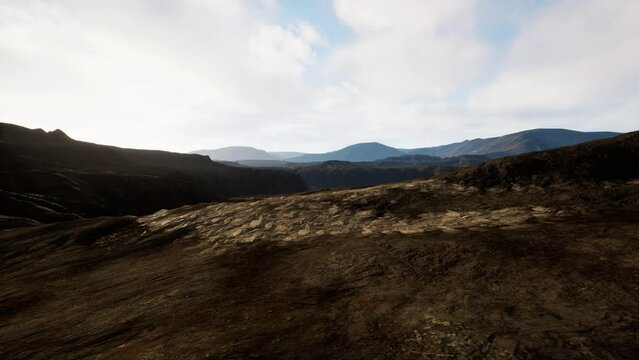 black volcanic basalt rock formations in the low light
