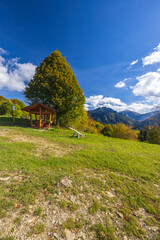 Autumn landscape in Mala Fatra National Park with Velky Rozsutec peak, Slovakia