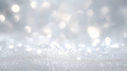Fototapeta premium Glitter background in pastel delicate silver and white tones de-focused. Generative AI