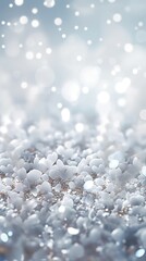 Fototapeta premium Glitter background in pastel delicate silver and white tones de-focused. Generative AI