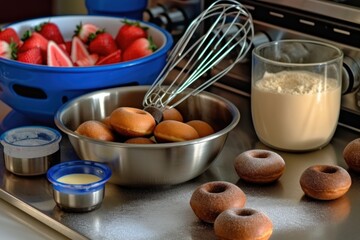 make donuts mix topping in the kitchen stuff food photography