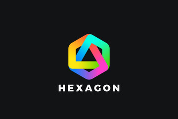 Hexagon Logo Colorful Loop Design Vector template. Hexagonal infinity Looped shape corporate modern logotype.