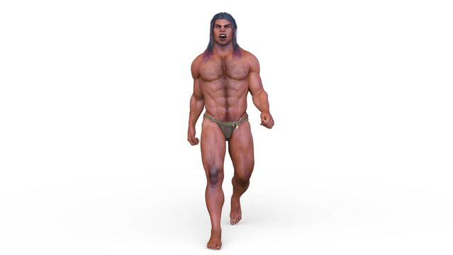 歩く筋肉質の男性