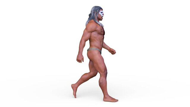 歩く筋肉質の男性