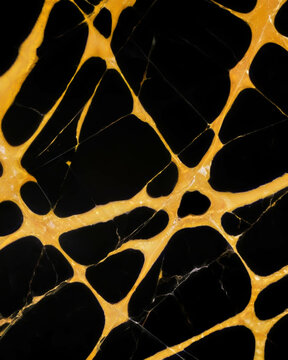 Fondo abstracto con formas de grietas, con tonos amarillos, sobre fondo negro