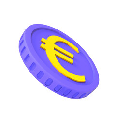 3d illustration euro coin icon money 3d render	
