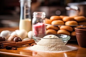 Fototapeta na wymiar make donuts mix topping in the kitchen stuff food photography