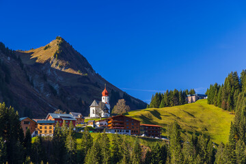 Church in Damüls, Bregenzer Wald, Bregenz district, Vorarlberg, Austria
