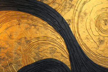 Retro Abstract Black and Gold Textured Art. Generative AI