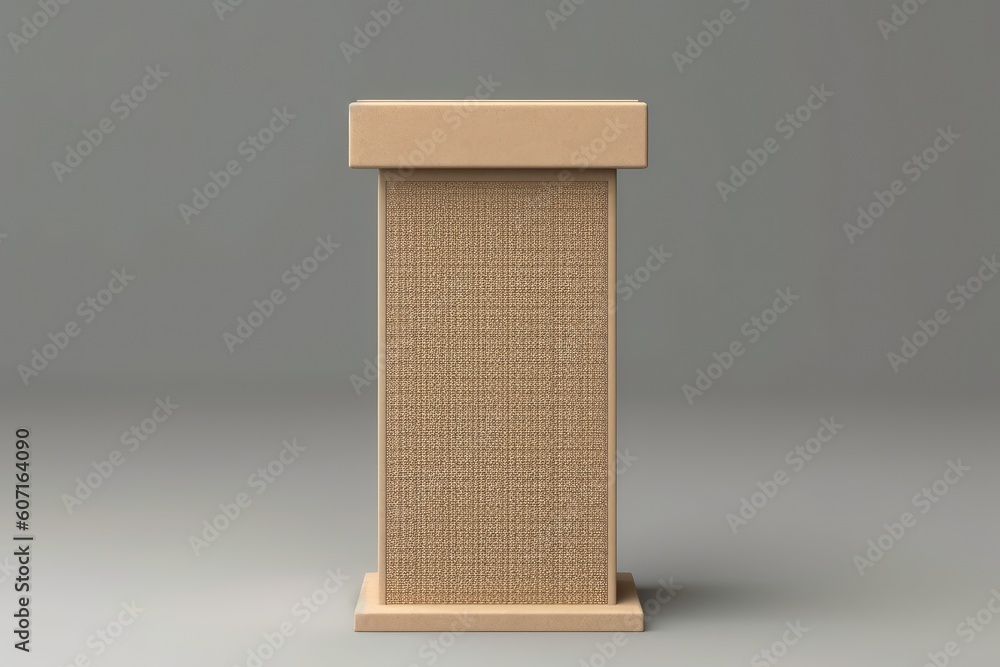 Poster minimalist tall beige object on a neutral gray background generative ai
