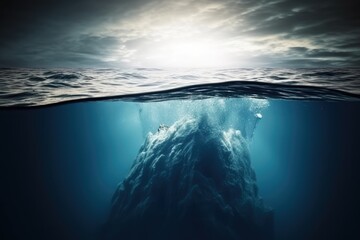 majestic whale swimming in the deep blue ocean Generative AI