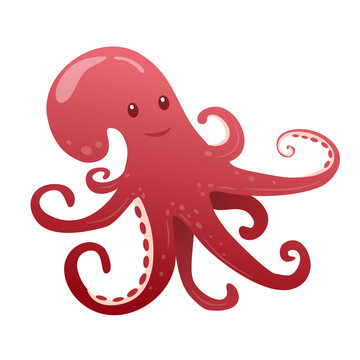 Striking Red Octopus Illustration: A Mesmerizing Marine Creature in Vibrant Hues