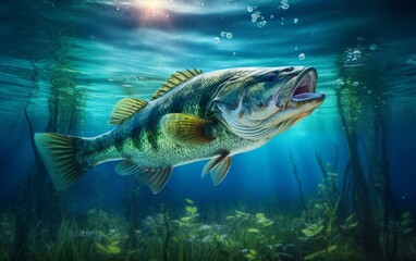 Largemouth Bass Summer Blue created with Generative AI Technology, ai, generative