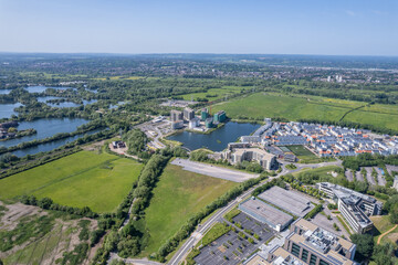 Fototapeta na wymiar beautiful aerial view of the new developing area, Green Park in Reading, Berkshire, UK