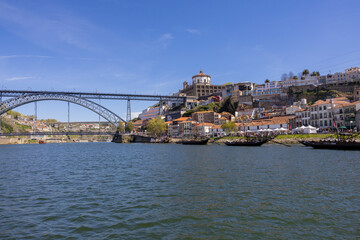Fototapeta na wymiar Ribeira and Dom Luis I Bridge in Porto, Portugal