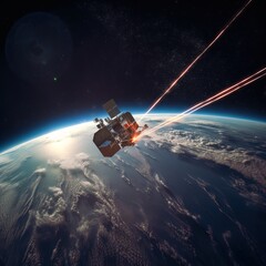 Obraz na płótnie Canvas Satellite laser, space warfare