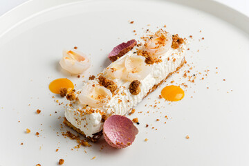 french pastry with mango and white chocolate