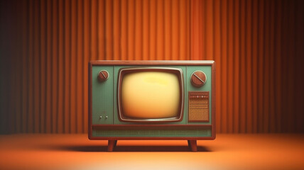 Retro old television on abstract background. Minimal style. Created with Generative AI