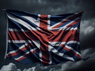 Flag of the united kingdom against a cloudy. ai generative