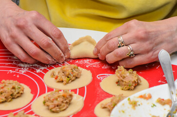 woman making Chinese transparent dumplings 5